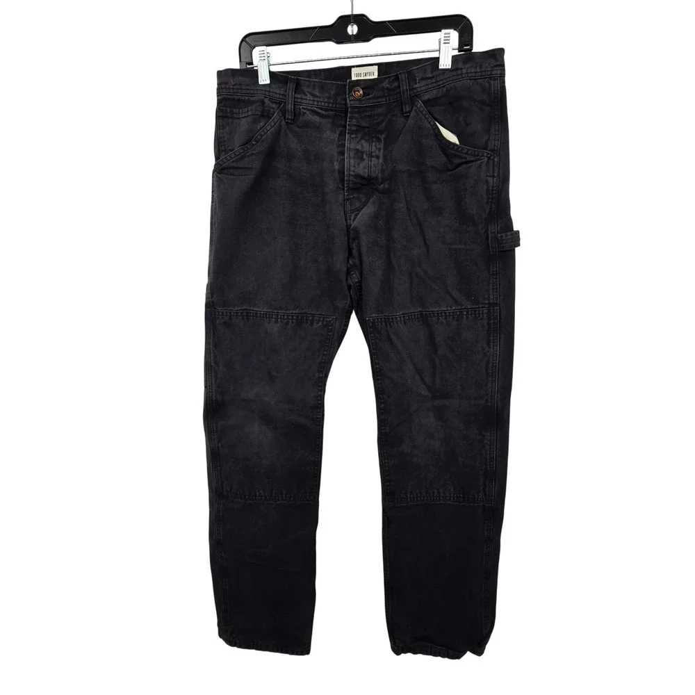 Todd Snyder Double Knee Pants Men 33x32 Black Flannel Lined Carpenter Workwear